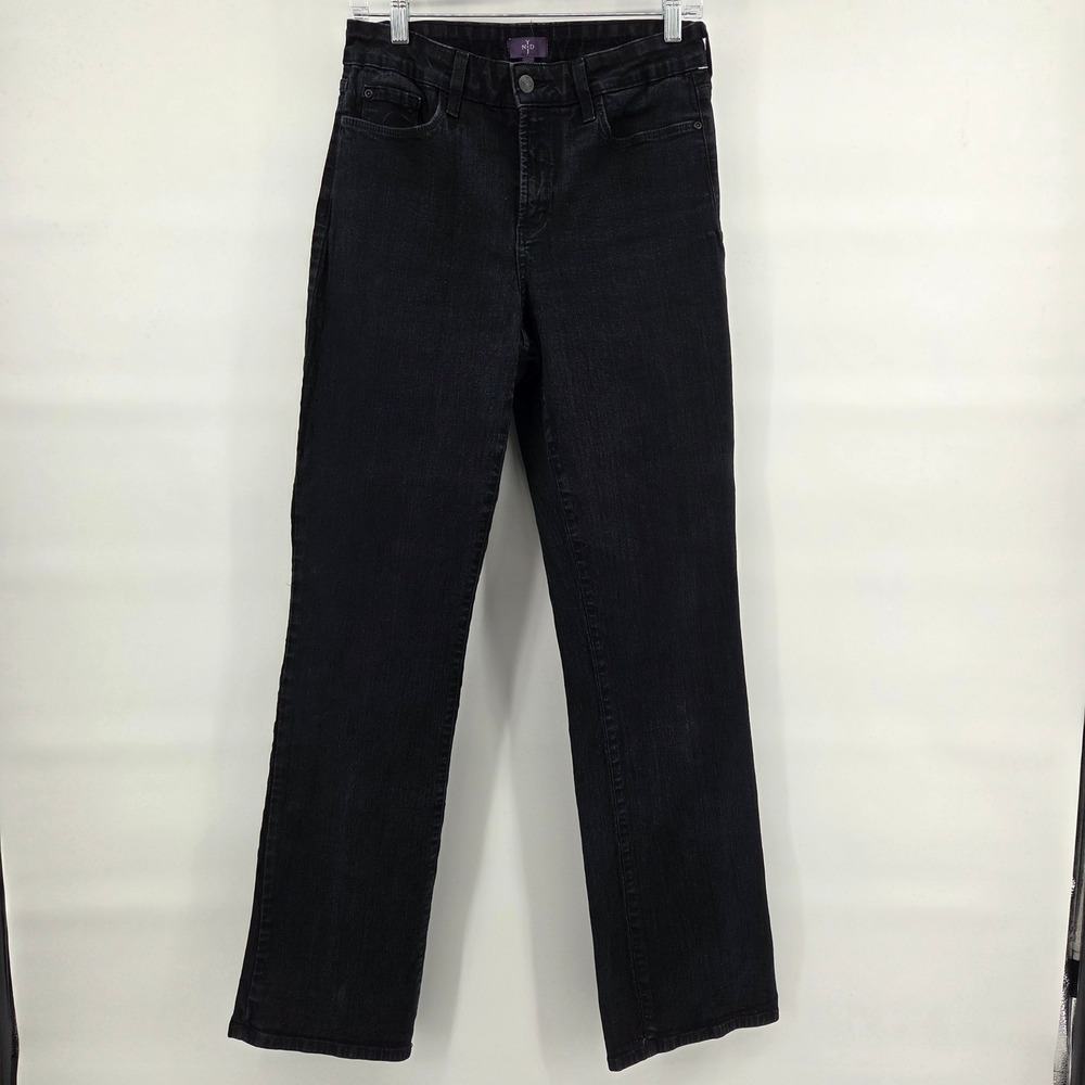 NYDJ Bootcut Jeans 8 Dark Blue Rhinestone Pockets Stretch Denim Classic